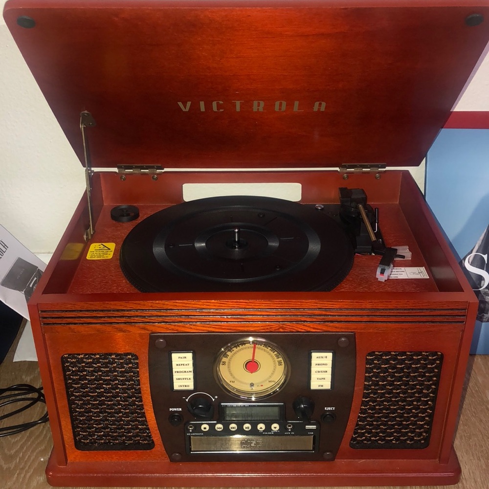 Victrola 8-in-1 Vinyl Player With 3 Vinyl Records